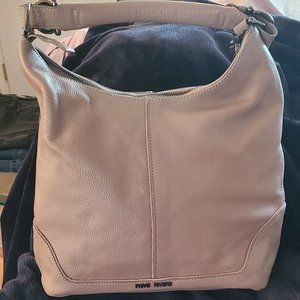 Phive Rivers Grey Leather Hobo Bag